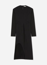 Keyhole Dress in Viscose Wool - Black - CO Collections